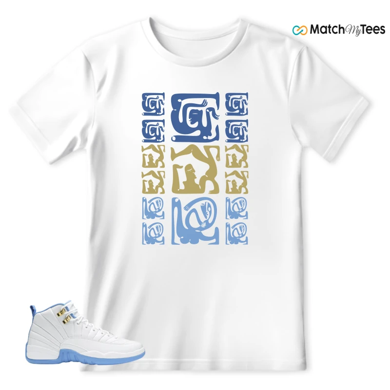 NIKE JORDAN 12 RETRO WHITE UNIVERSITY BLUE (2004) (WOMEN'S) SNEAKER Matching Tees t-shirt