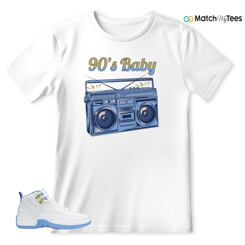 NIKE JORDAN 12 RETRO WHITE UNIVERSITY BLUE (2004) (WOMEN'S) SNEAKER Matching Tees t-shirt