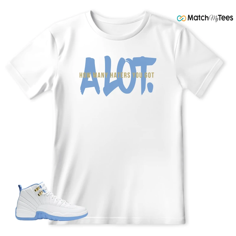 NIKE JORDAN 12 RETRO WHITE UNIVERSITY BLUE (2004) (WOMEN'S) SNEAKER Matching Tees t-shirt