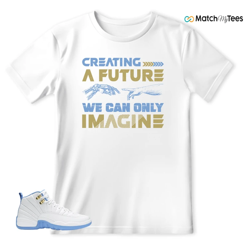 NIKE JORDAN 12 RETRO WHITE UNIVERSITY BLUE (2004) (WOMEN'S) SNEAKER Matching Tees t-shirt