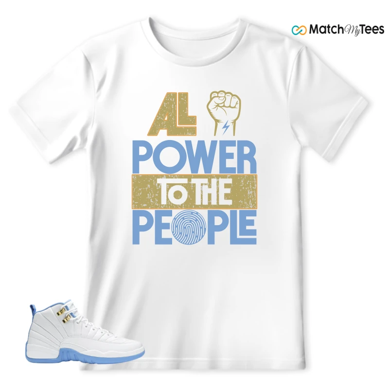NIKE JORDAN 12 RETRO WHITE UNIVERSITY BLUE (2004) (WOMEN'S) SNEAKER Matching Tees t-shirt