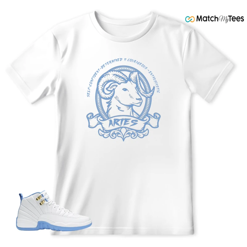NIKE JORDAN 12 RETRO WHITE UNIVERSITY BLUE (2004) (WOMEN'S) SNEAKER Matching Tees t-shirt