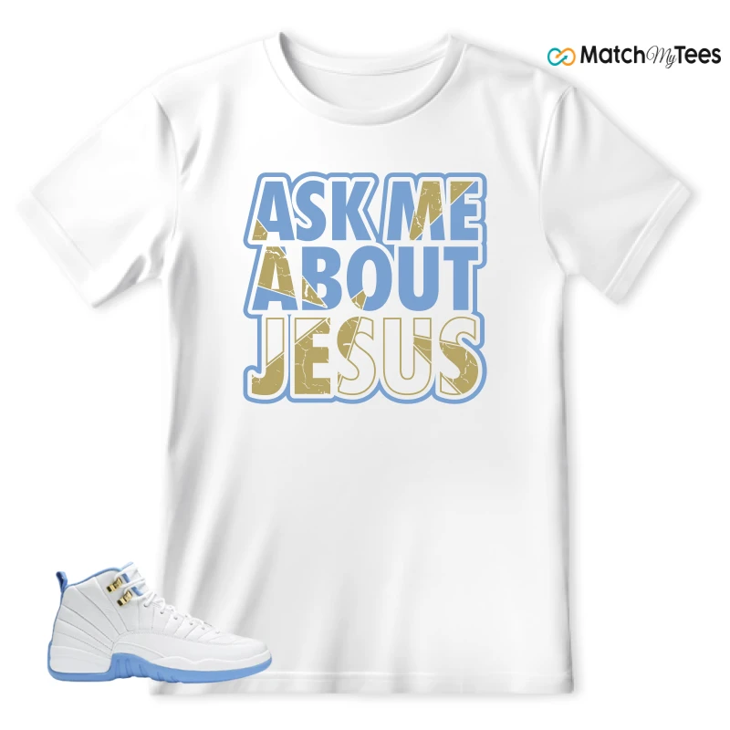 NIKE JORDAN 12 RETRO WHITE UNIVERSITY BLUE (2004) (WOMEN'S) SNEAKER Matching Tees t-shirt