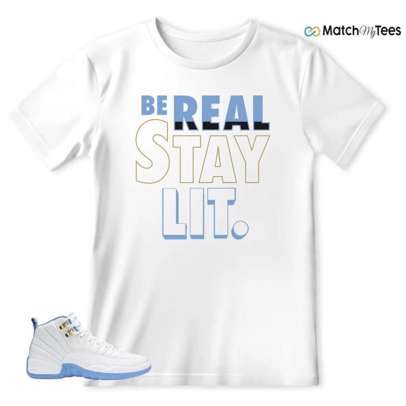 NIKE JORDAN 12 RETRO WHITE UNIVERSITY BLUE (2004) (WOMEN'S) SNEAKER Matching Tees t-shirt