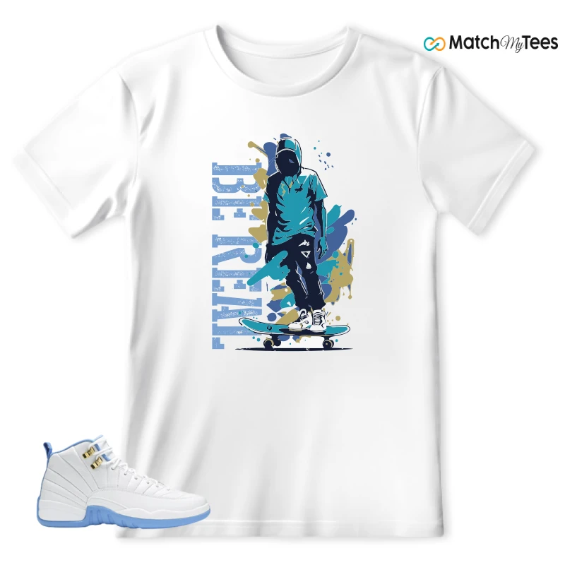 NIKE JORDAN 12 RETRO WHITE UNIVERSITY BLUE (2004) (WOMEN'S) SNEAKER Matching Tees t-shirt