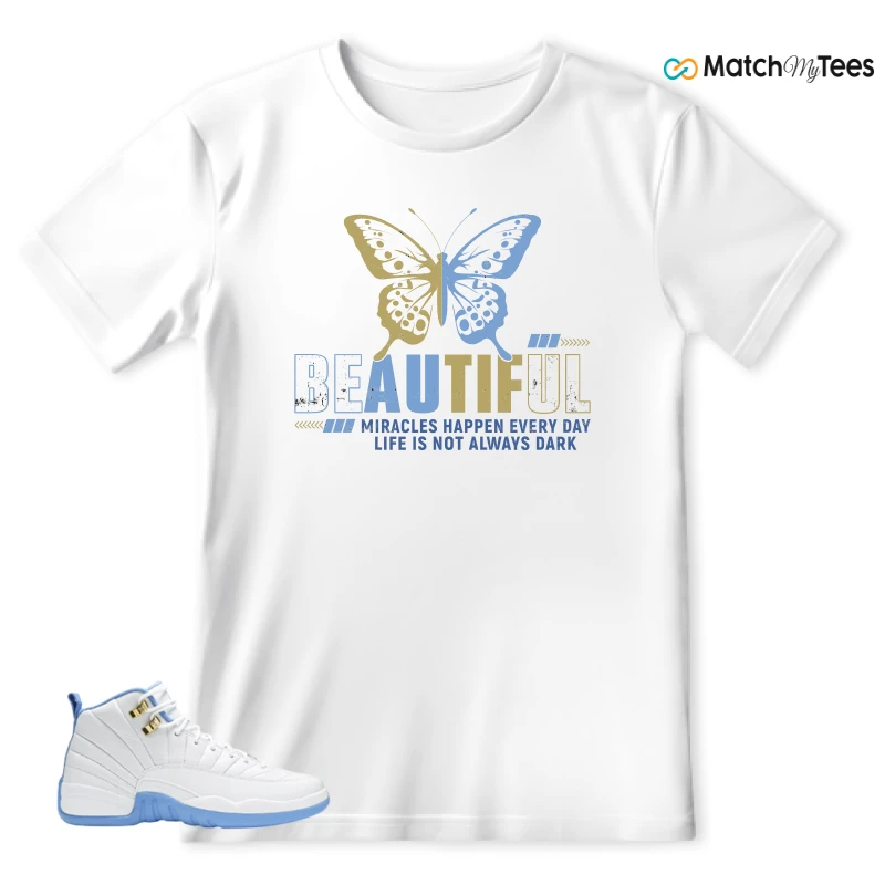 NIKE JORDAN 12 RETRO WHITE UNIVERSITY BLUE (2004) (WOMEN'S) SNEAKER Matching Tees t-shirt