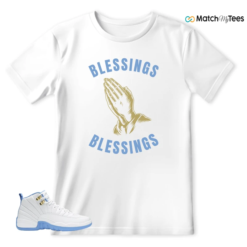 NIKE JORDAN 12 RETRO WHITE UNIVERSITY BLUE (2004) (WOMEN'S) SNEAKER Matching Tees t-shirt