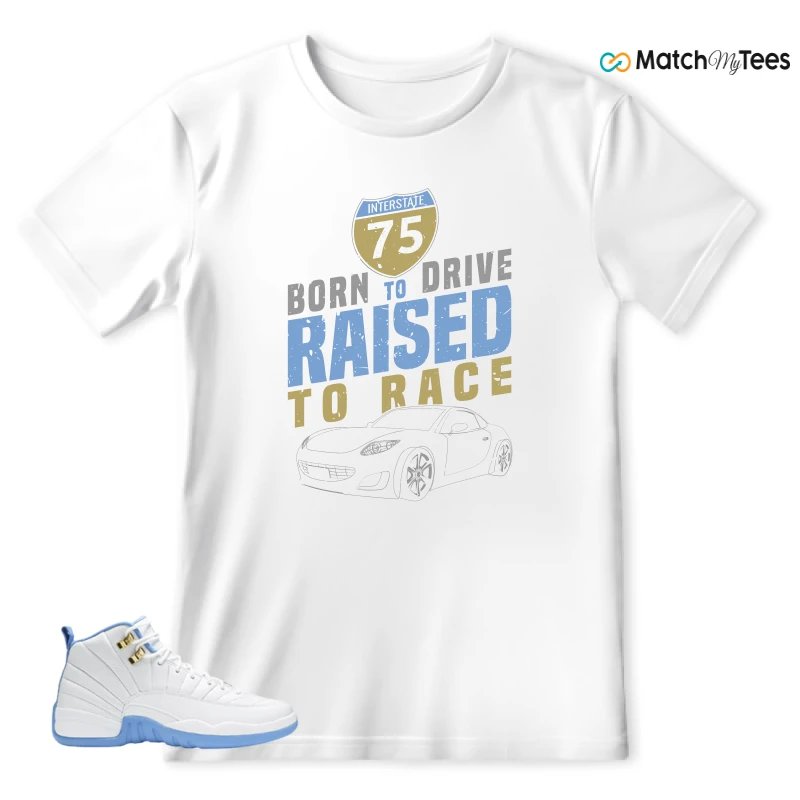 NIKE JORDAN 12 RETRO WHITE UNIVERSITY BLUE (2004) (WOMEN'S) SNEAKER Matching Tees t-shirt