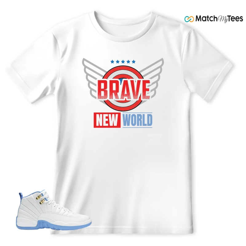 NIKE JORDAN 12 RETRO WHITE UNIVERSITY BLUE (2004) (WOMEN'S) SNEAKER Matching Tees t-shirt
