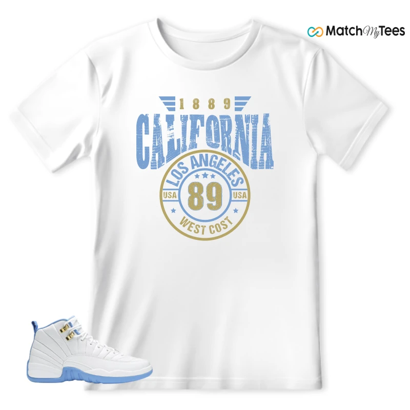 NIKE JORDAN 12 RETRO WHITE UNIVERSITY BLUE (2004) (WOMEN'S) SNEAKER Matching Tees t-shirt