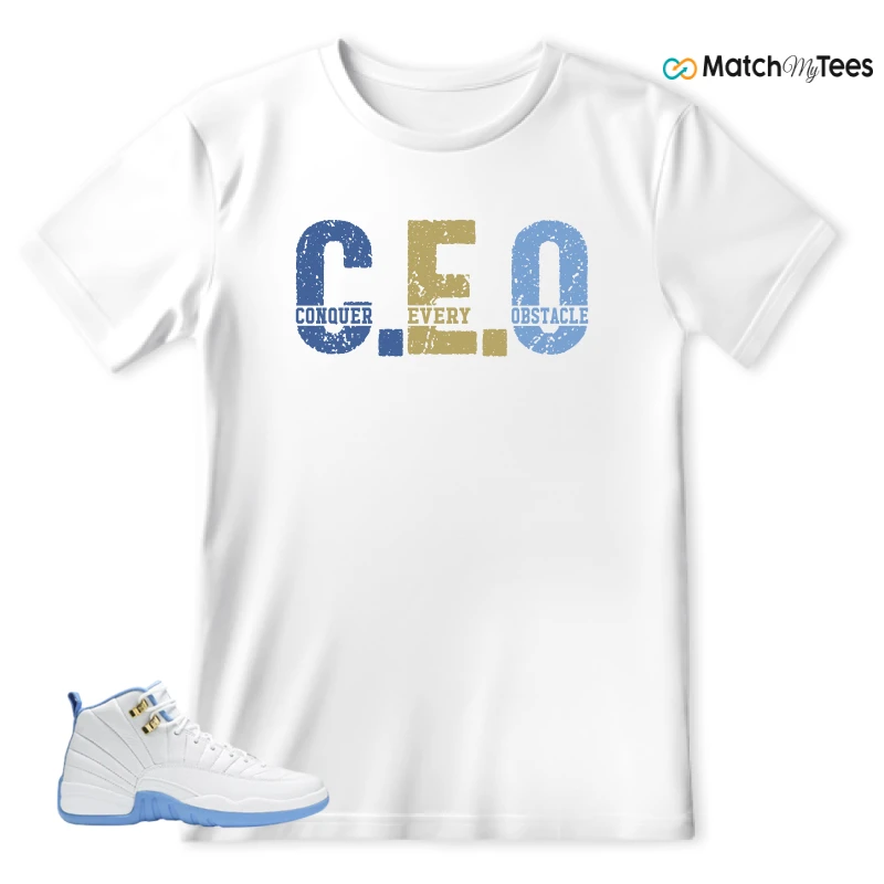 NIKE JORDAN 12 RETRO WHITE UNIVERSITY BLUE (2004) (WOMEN'S) SNEAKER Matching Tees t-shirt