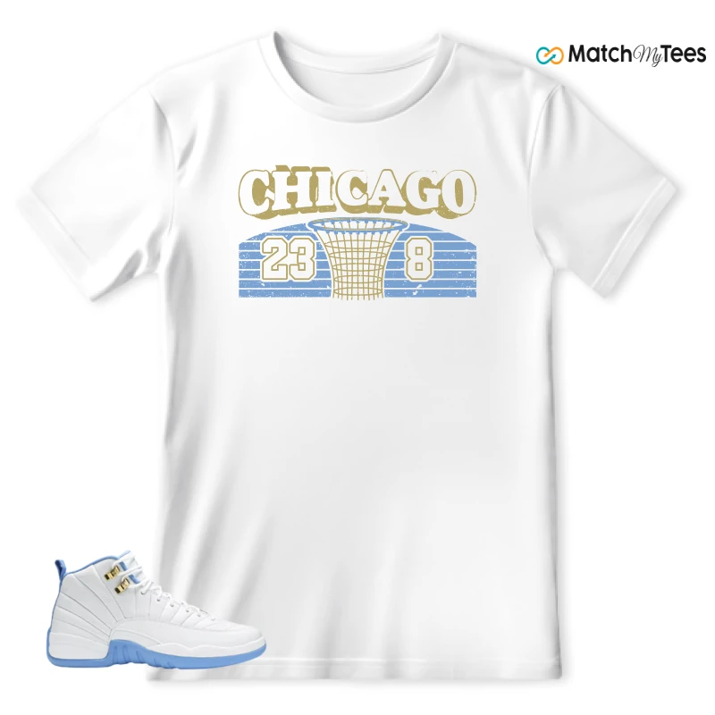 NIKE JORDAN 12 RETRO WHITE UNIVERSITY BLUE (2004) (WOMEN'S) SNEAKER Matching Tees t-shirt