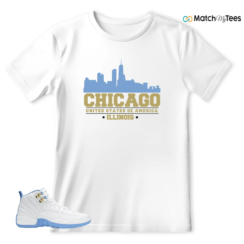 NIKE JORDAN 12 RETRO WHITE UNIVERSITY BLUE (2004) (WOMEN'S) SNEAKER Matching Tees t-shirt