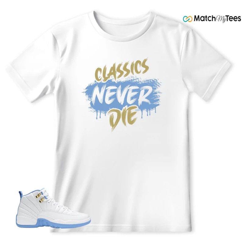 NIKE JORDAN 12 RETRO WHITE UNIVERSITY BLUE (2004) (WOMEN'S) SNEAKER Matching Tees t-shirt
