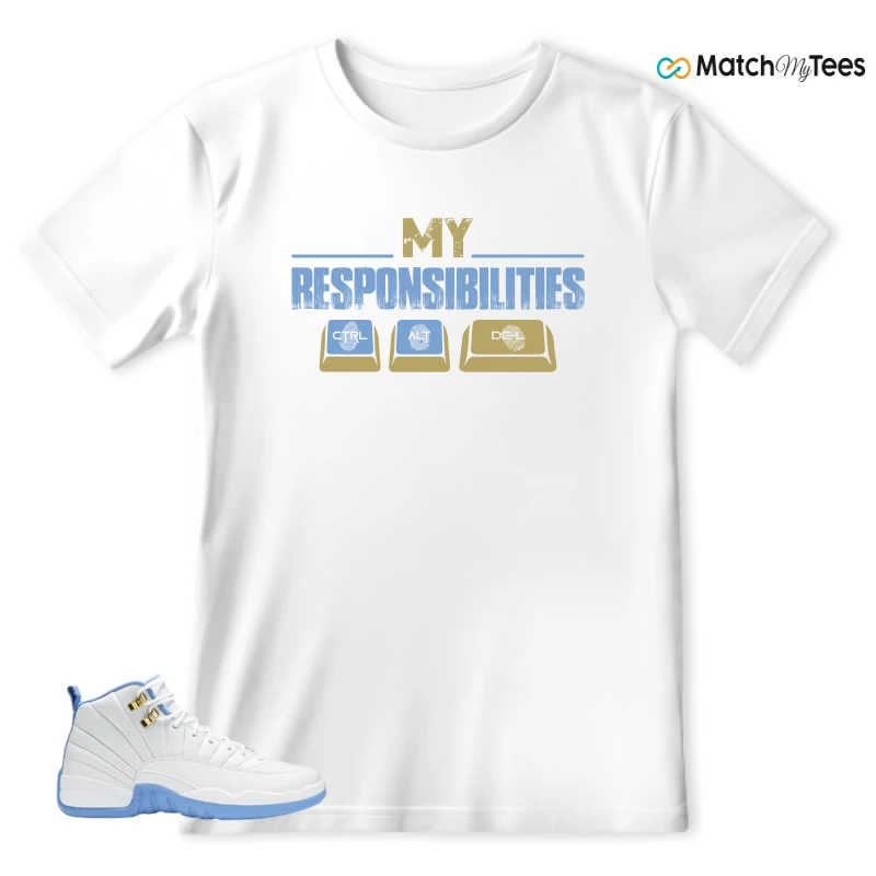 NIKE JORDAN 12 RETRO WHITE UNIVERSITY BLUE (2004) (WOMEN'S) SNEAKER Matching Tees t-shirt
