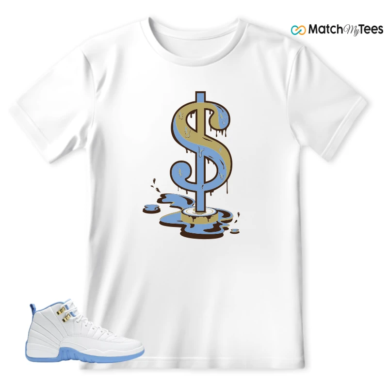 NIKE JORDAN 12 RETRO WHITE UNIVERSITY BLUE (2004) (WOMEN'S) SNEAKER Matching Tees t-shirt