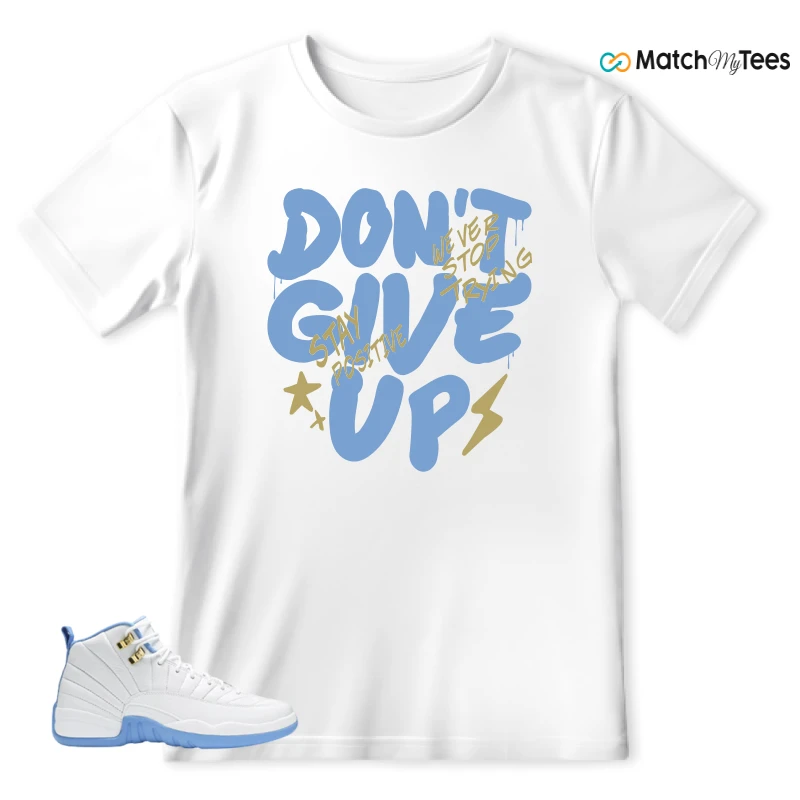 NIKE JORDAN 12 RETRO WHITE UNIVERSITY BLUE (2004) (WOMEN'S) SNEAKER Matching Tees t-shirt