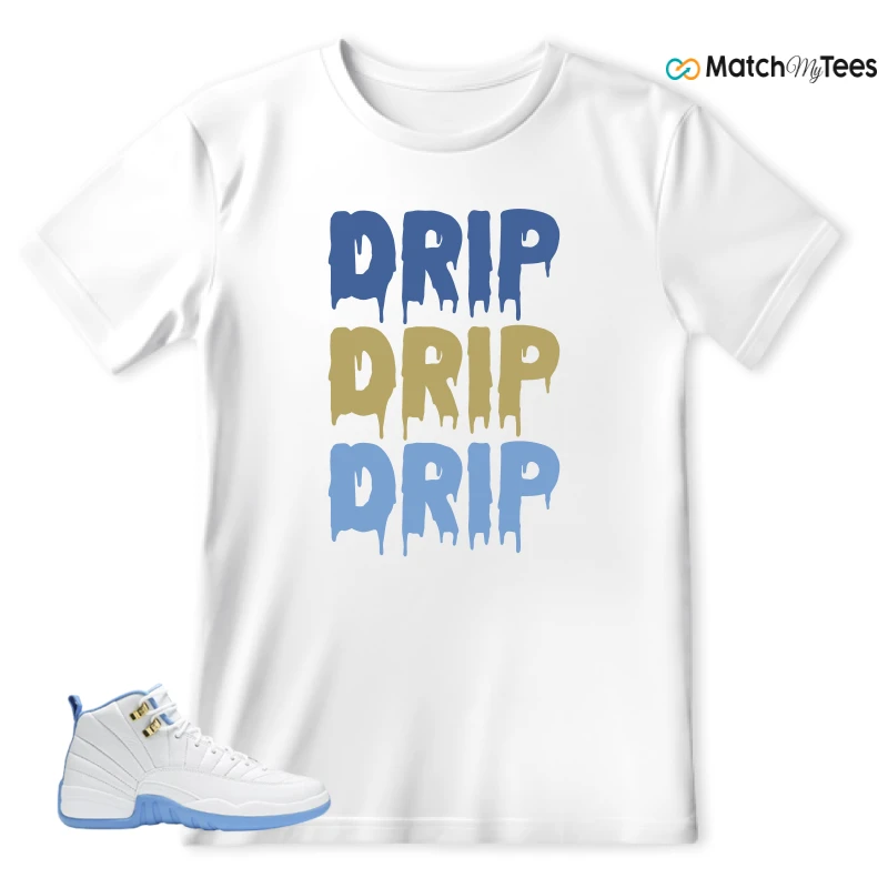 NIKE JORDAN 12 RETRO WHITE UNIVERSITY BLUE (2004) (WOMEN'S) SNEAKER Matching Tees t-shirt