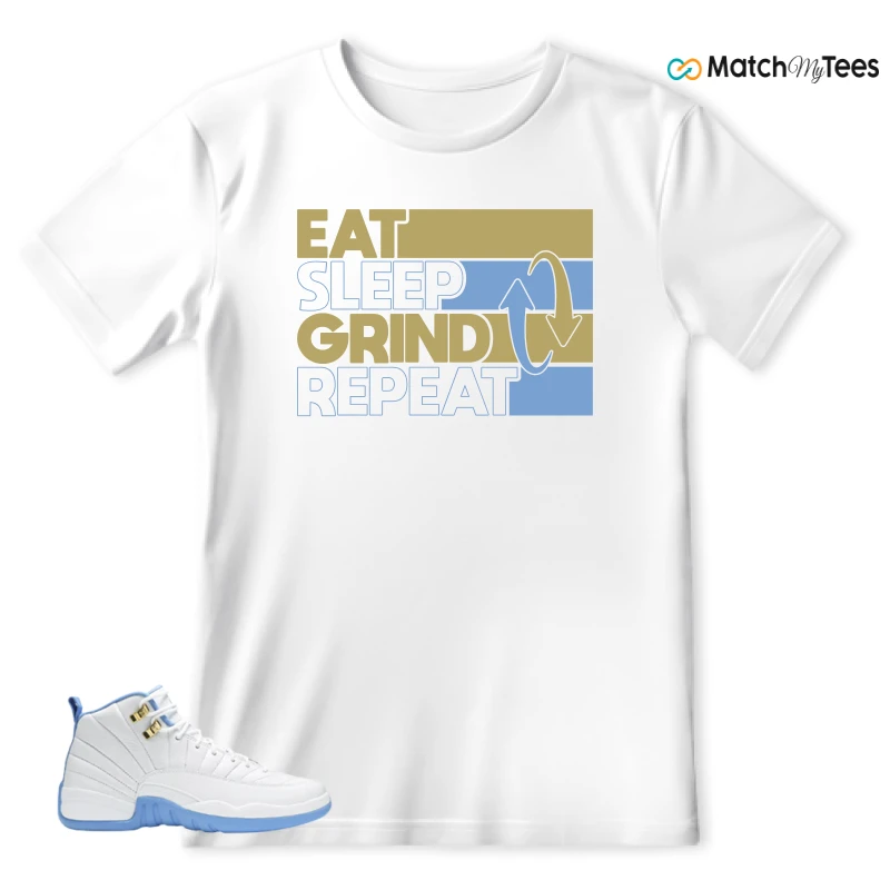 NIKE JORDAN 12 RETRO WHITE UNIVERSITY BLUE (2004) (WOMEN'S) SNEAKER Matching Tees t-shirt