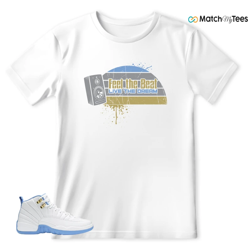 NIKE JORDAN 12 RETRO WHITE UNIVERSITY BLUE (2004) (WOMEN'S) SNEAKER Matching Tees t-shirt