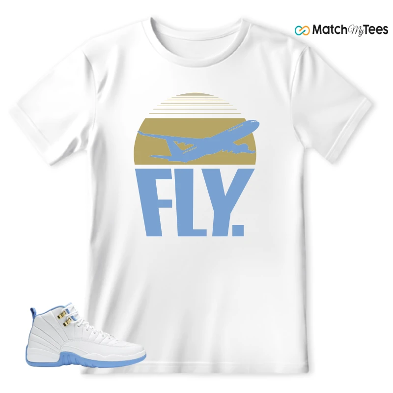 NIKE JORDAN 12 RETRO WHITE UNIVERSITY BLUE (2004) (WOMEN'S) SNEAKER Matching Tees t-shirt