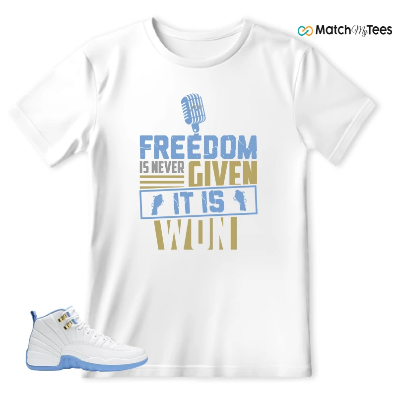 NIKE JORDAN 12 RETRO WHITE UNIVERSITY BLUE (2004) (WOMEN'S) SNEAKER Matching Tees t-shirt