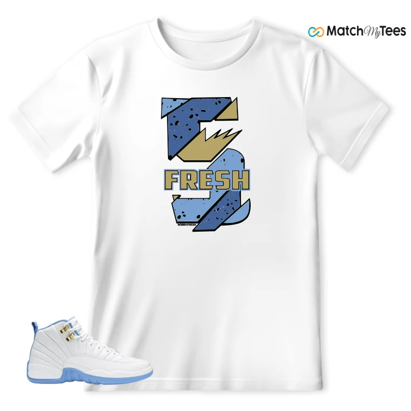 NIKE JORDAN 12 RETRO WHITE UNIVERSITY BLUE (2004) (WOMEN'S) SNEAKER Matching Tees t-shirt