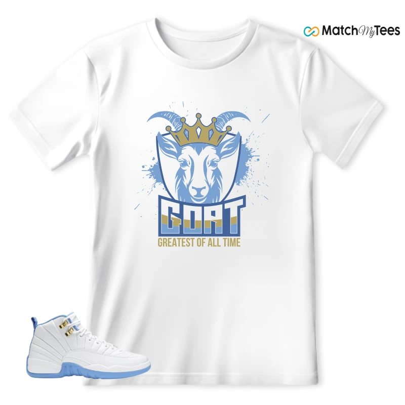 NIKE JORDAN 12 RETRO WHITE UNIVERSITY BLUE (2004) (WOMEN'S) SNEAKER Matching Tees t-shirt