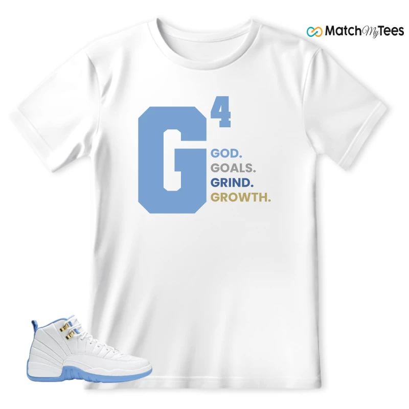 NIKE JORDAN 12 RETRO WHITE UNIVERSITY BLUE (2004) (WOMEN'S) SNEAKER Matching Tees t-shirt