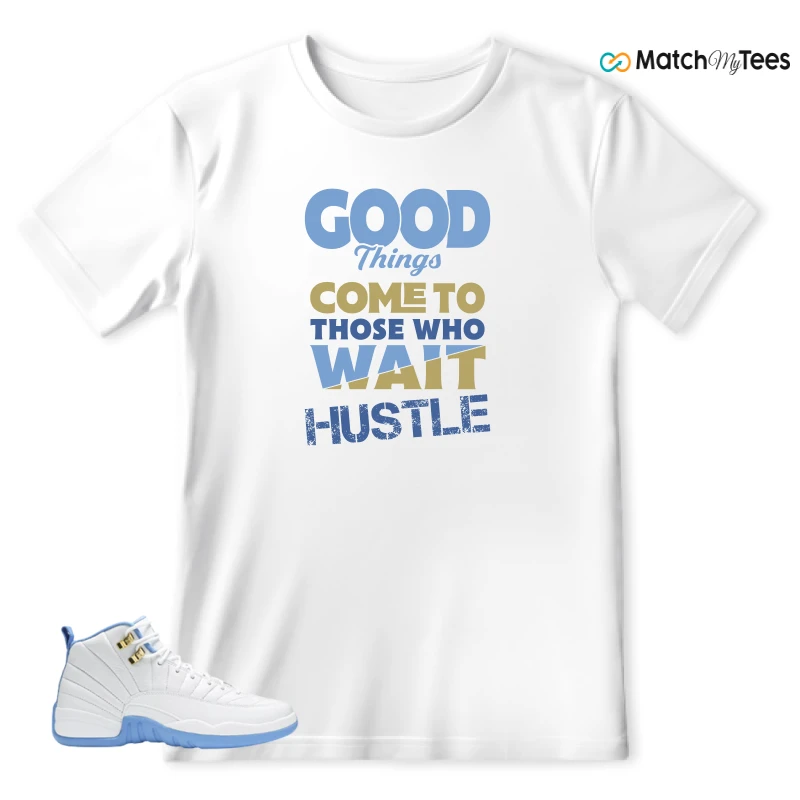 NIKE JORDAN 12 RETRO WHITE UNIVERSITY BLUE (2004) (WOMEN'S) SNEAKER Matching Tees t-shirt