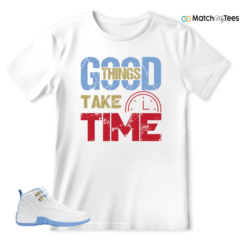 NIKE JORDAN 12 RETRO WHITE UNIVERSITY BLUE (2004) (WOMEN'S) SNEAKER Matching Tees t-shirt
