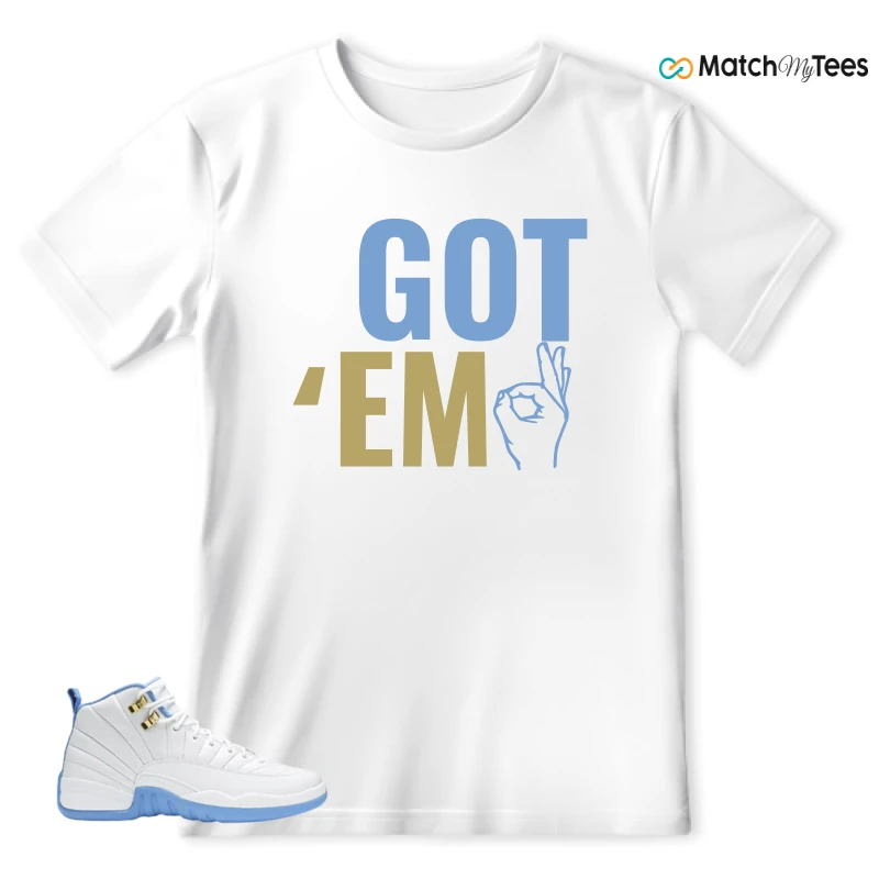 NIKE JORDAN 12 RETRO WHITE UNIVERSITY BLUE (2004) (WOMEN'S) SNEAKER Matching Tees t-shirt