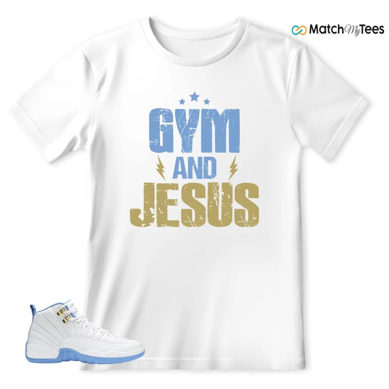 NIKE JORDAN 12 RETRO WHITE UNIVERSITY BLUE (2004) (WOMEN'S) SNEAKER Matching Tees t-shirt