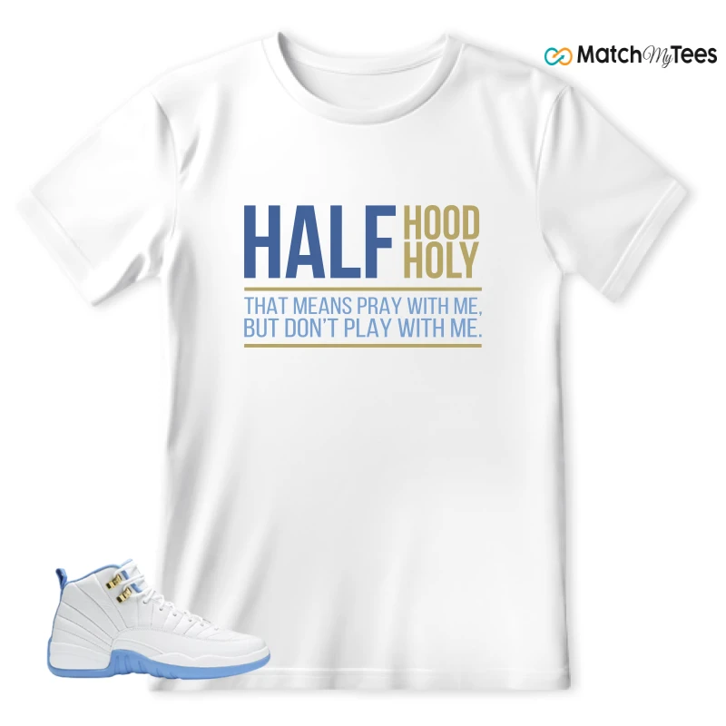 NIKE JORDAN 12 RETRO WHITE UNIVERSITY BLUE (2004) (WOMEN'S) SNEAKER Matching Tees t-shirt