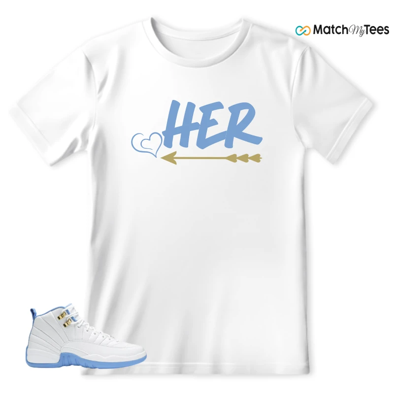 NIKE JORDAN 12 RETRO WHITE UNIVERSITY BLUE (2004) (WOMEN'S) SNEAKER Matching Tees t-shirt