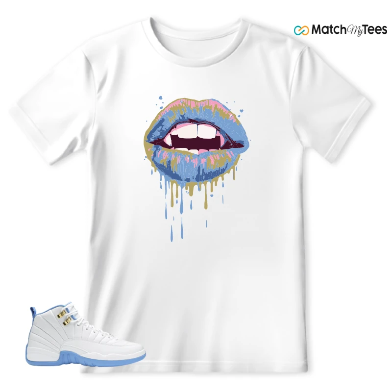 NIKE JORDAN 12 RETRO WHITE UNIVERSITY BLUE (2004) (WOMEN'S) SNEAKER Matching Tees t-shirt