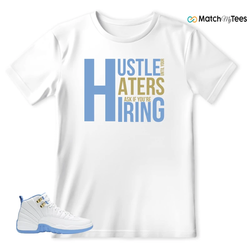 NIKE JORDAN 12 RETRO WHITE UNIVERSITY BLUE (2004) (WOMEN'S) SNEAKER Matching Tees t-shirt