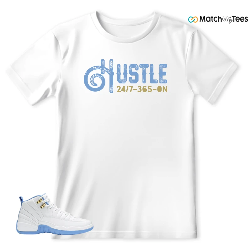 NIKE JORDAN 12 RETRO WHITE UNIVERSITY BLUE (2004) (WOMEN'S) SNEAKER Matching Tees t-shirt