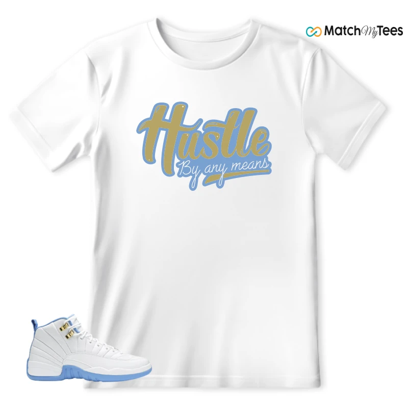 NIKE JORDAN 12 RETRO WHITE UNIVERSITY BLUE (2004) (WOMEN'S) SNEAKER Matching Tees t-shirt