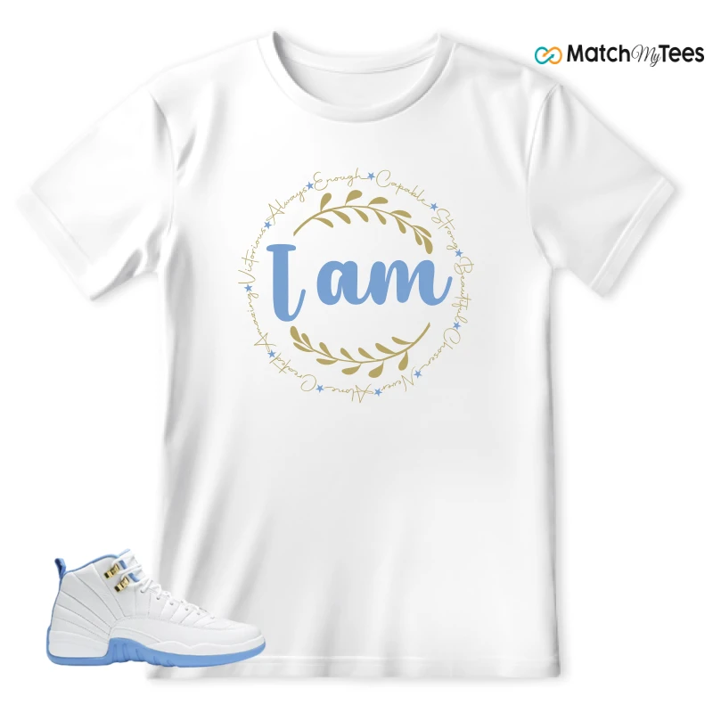 NIKE JORDAN 12 RETRO WHITE UNIVERSITY BLUE (2004) (WOMEN'S) SNEAKER Matching Tees t-shirt