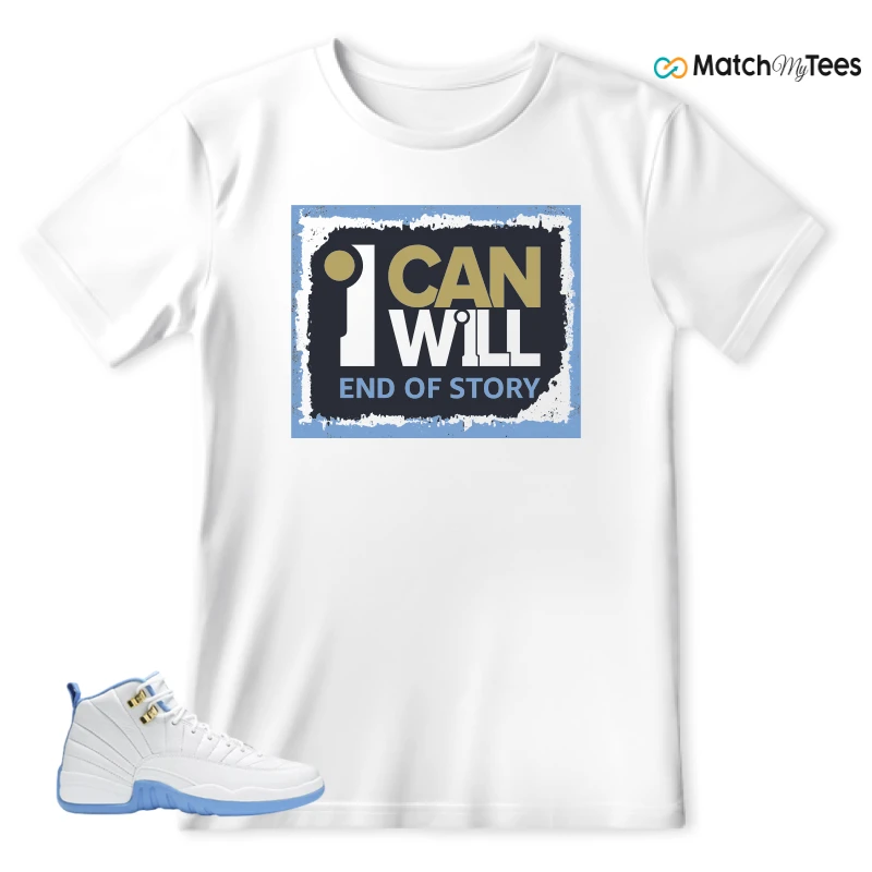 NIKE JORDAN 12 RETRO WHITE UNIVERSITY BLUE (2004) (WOMEN'S) SNEAKER Matching Tees t-shirt