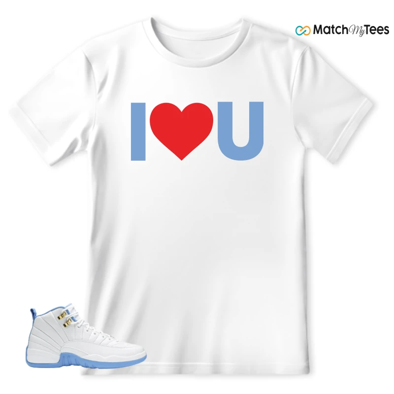 NIKE JORDAN 12 RETRO WHITE UNIVERSITY BLUE (2004) (WOMEN'S) SNEAKER Matching Tees t-shirt