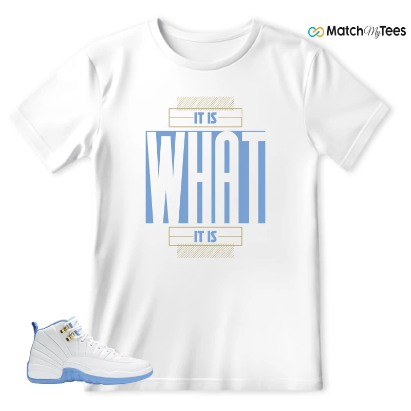 NIKE JORDAN 12 RETRO WHITE UNIVERSITY BLUE (2004) (WOMEN'S) SNEAKER Matching Tees t-shirt