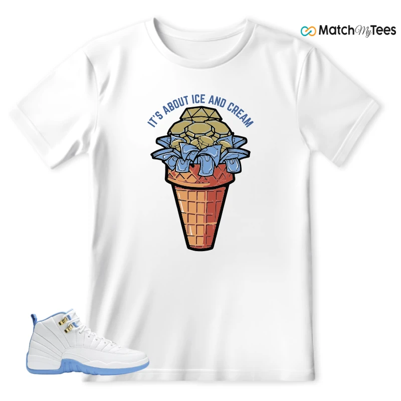NIKE JORDAN 12 RETRO WHITE UNIVERSITY BLUE (2004) (WOMEN'S) SNEAKER Matching Tees t-shirt