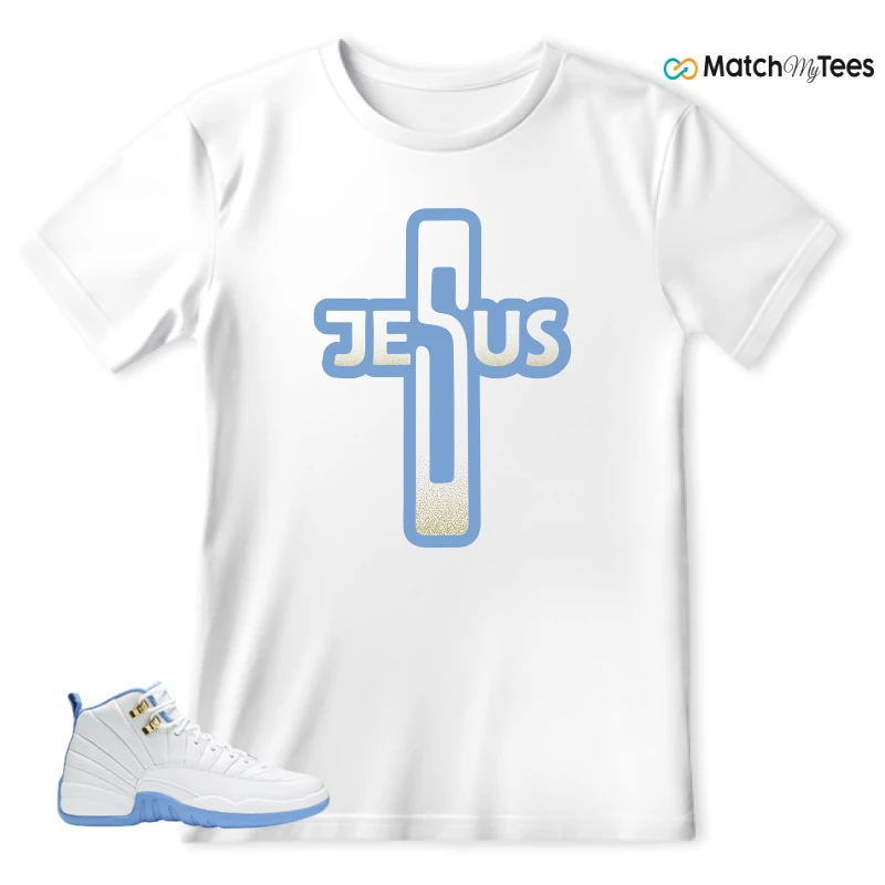 NIKE JORDAN 12 RETRO WHITE UNIVERSITY BLUE (2004) (WOMEN'S) SNEAKER Matching Tees t-shirt