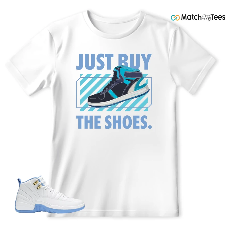 NIKE JORDAN 12 RETRO WHITE UNIVERSITY BLUE (2004) (WOMEN'S) SNEAKER Matching Tees t-shirt