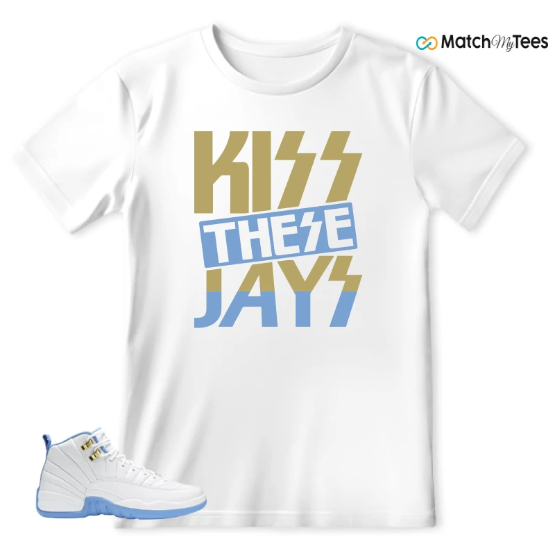 NIKE JORDAN 12 RETRO WHITE UNIVERSITY BLUE (2004) (WOMEN'S) SNEAKER Matching Tees t-shirt