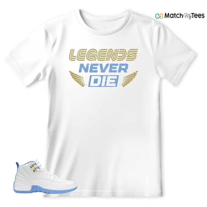 NIKE JORDAN 12 RETRO WHITE UNIVERSITY BLUE (2004) (WOMEN'S) SNEAKER Matching Tees t-shirt