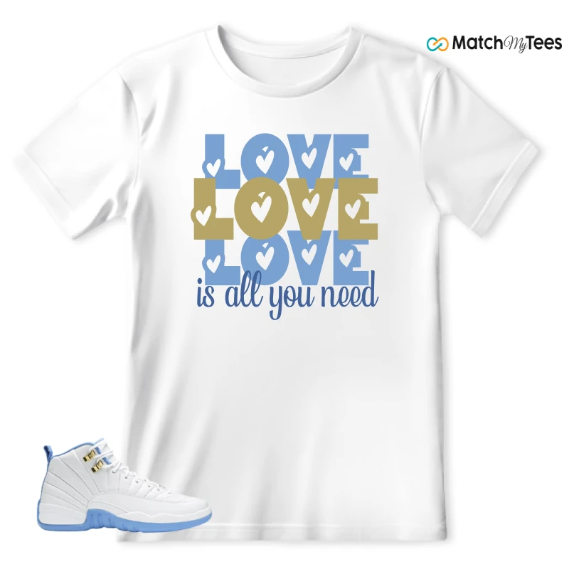 NIKE JORDAN 12 RETRO WHITE UNIVERSITY BLUE (2004) (WOMEN'S) SNEAKER Matching Tees t-shirt