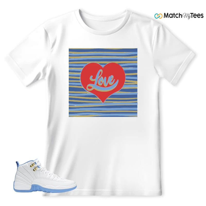 NIKE JORDAN 12 RETRO WHITE UNIVERSITY BLUE (2004) (WOMEN'S) SNEAKER Matching Tees t-shirt